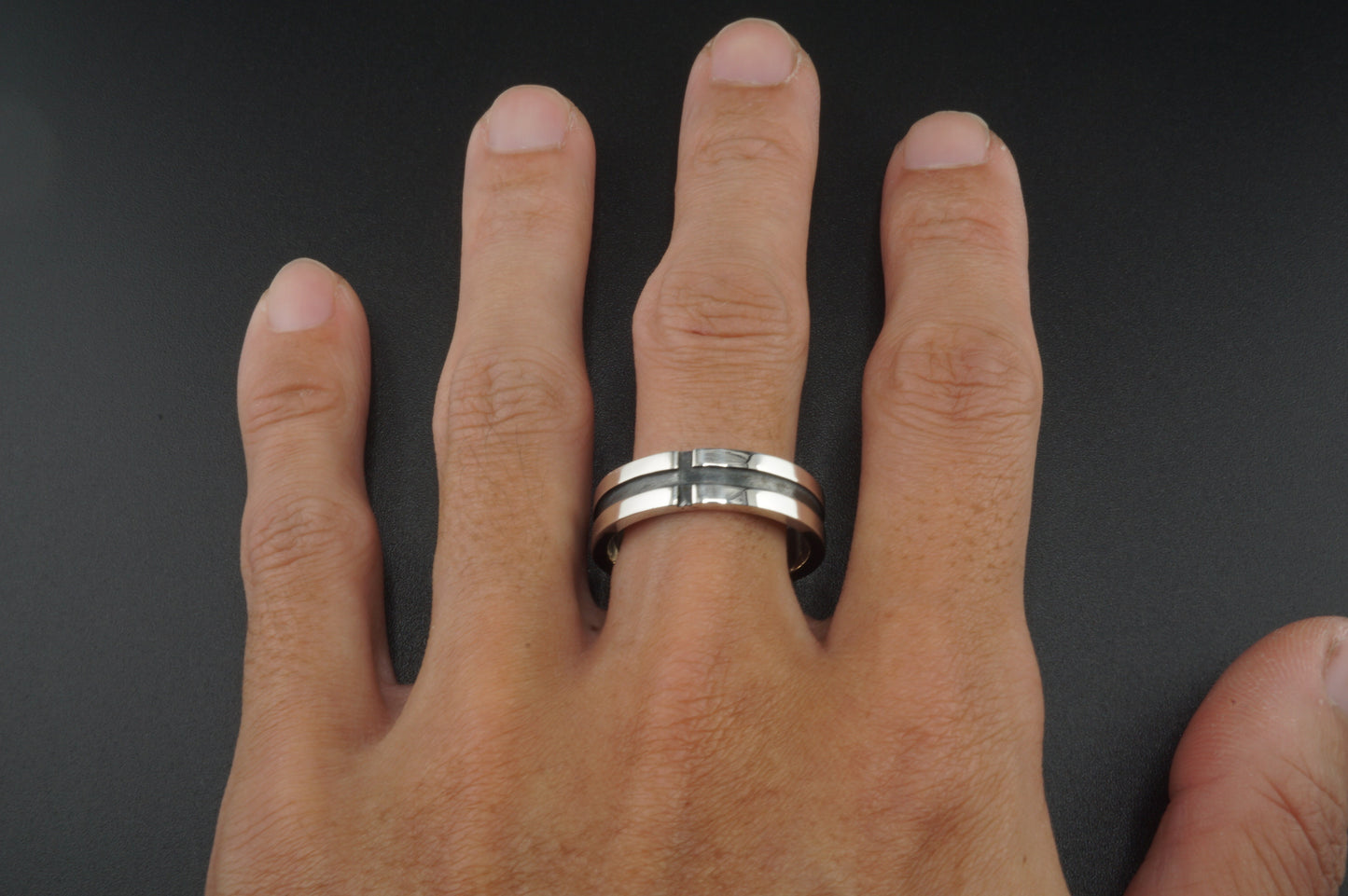 Crossed Line Band Ring