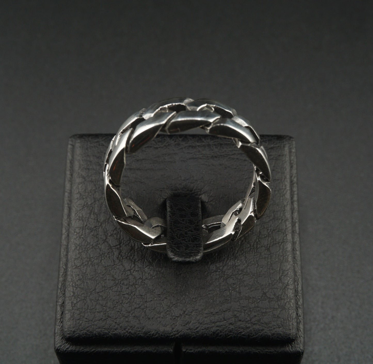 Geometric Chain Shaped Silver Ring