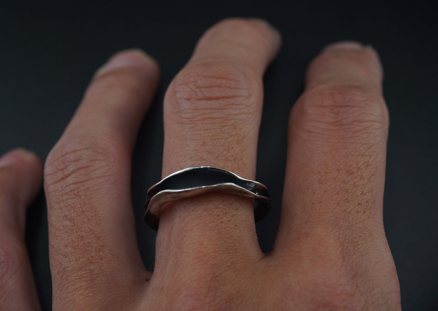 Geometric Hollow Silver Ring