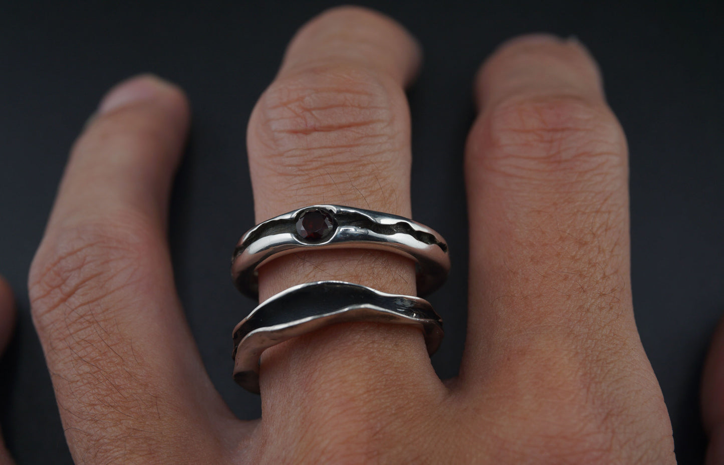 Geometric Hollow Silver Ring