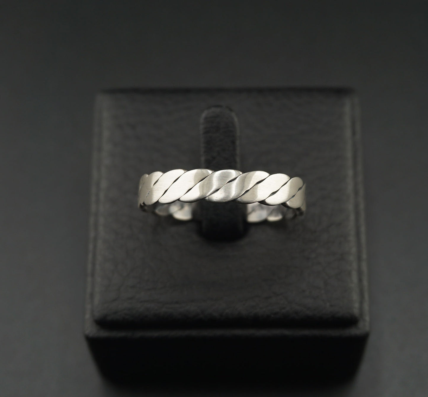 Twist Pattern Flat Silver Ring