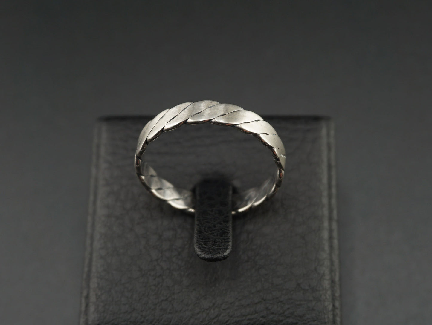 Twist Pattern Flat Silver Ring