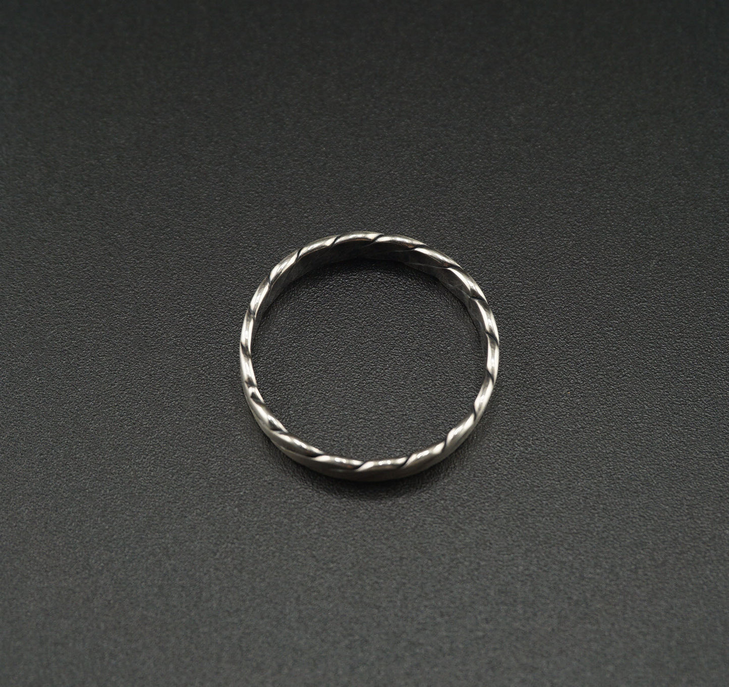 Twist Pattern Flat Silver Ring