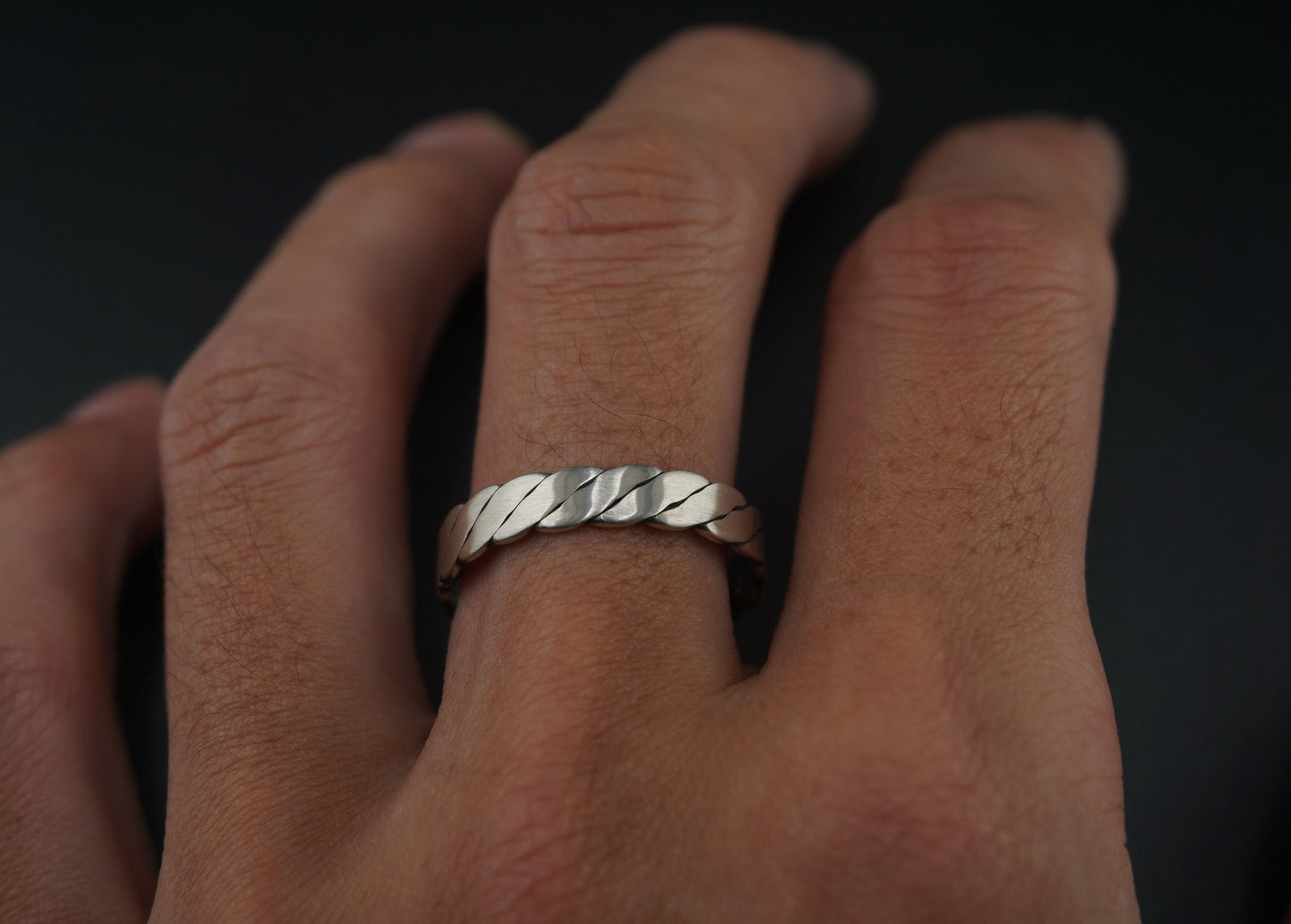 Twist Pattern Flat Silver Ring