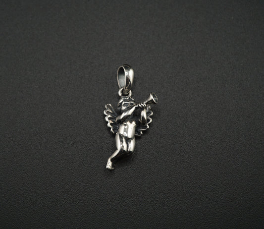 Cupid Angel with Trumpet Silver Pendant