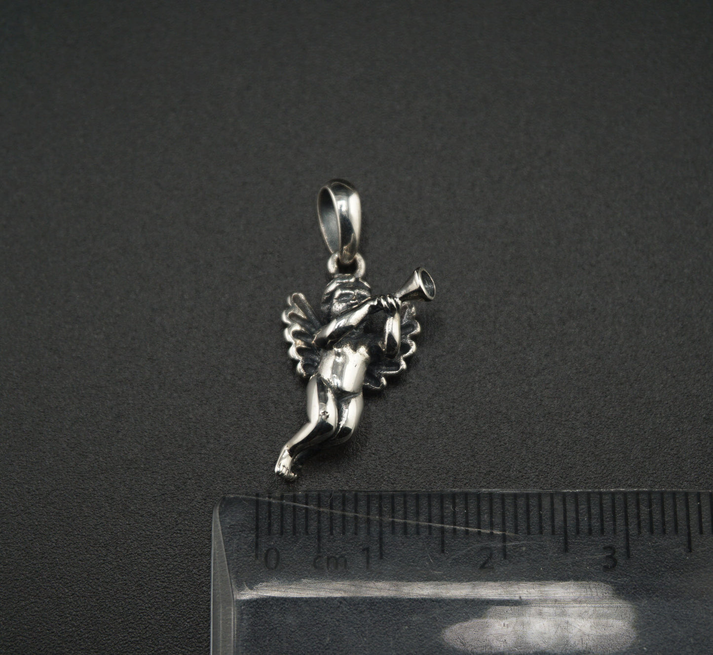 Cupid Angel with Trumpet Silver Pendant