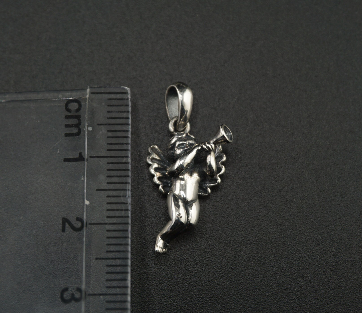 Cupid Angel with Trumpet Silver Pendant