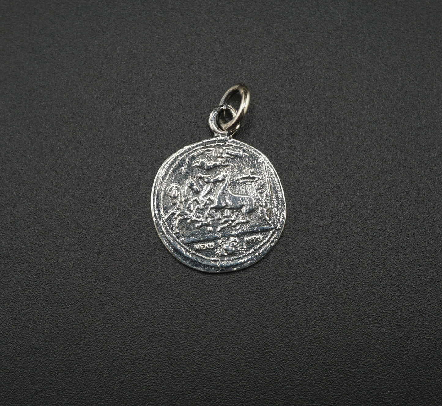 Double-Sided Medusa & Roman Chariot Coin Silver Pendant