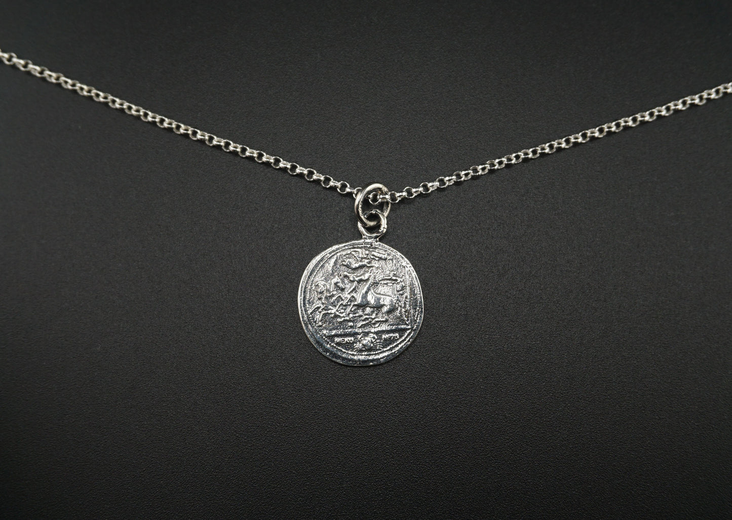 Double-Sided Medusa & Roman Chariot Coin Silver Pendant