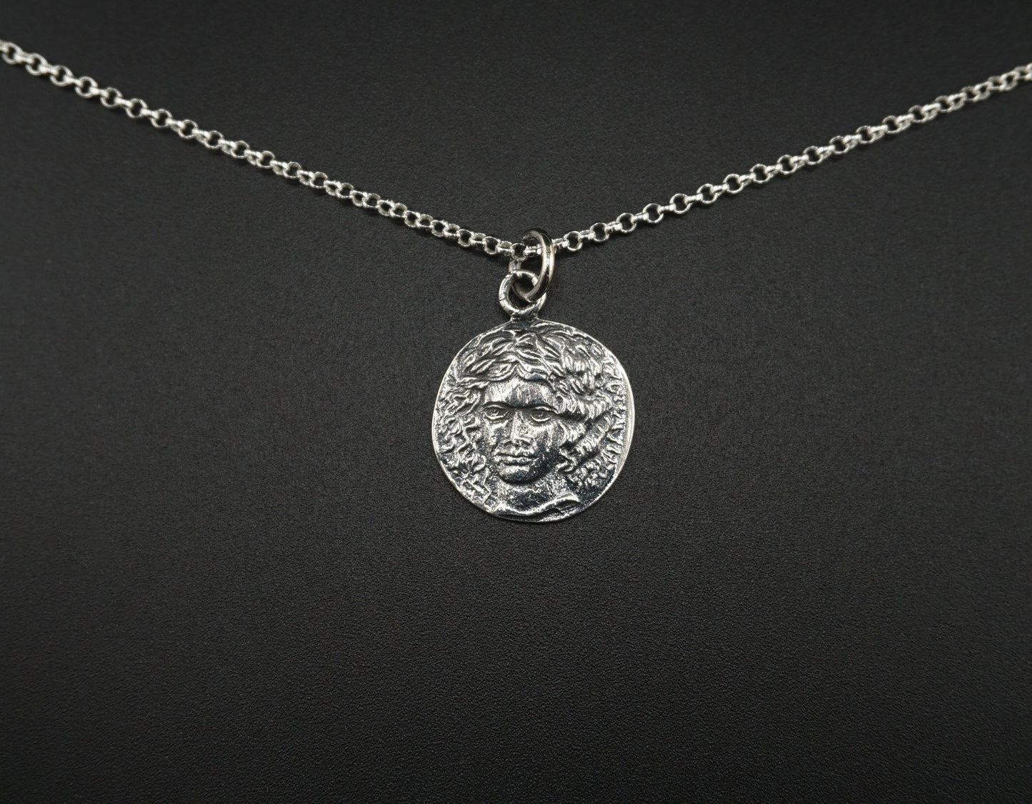 Double-Sided Medusa & Roman Chariot Coin Silver Pendant