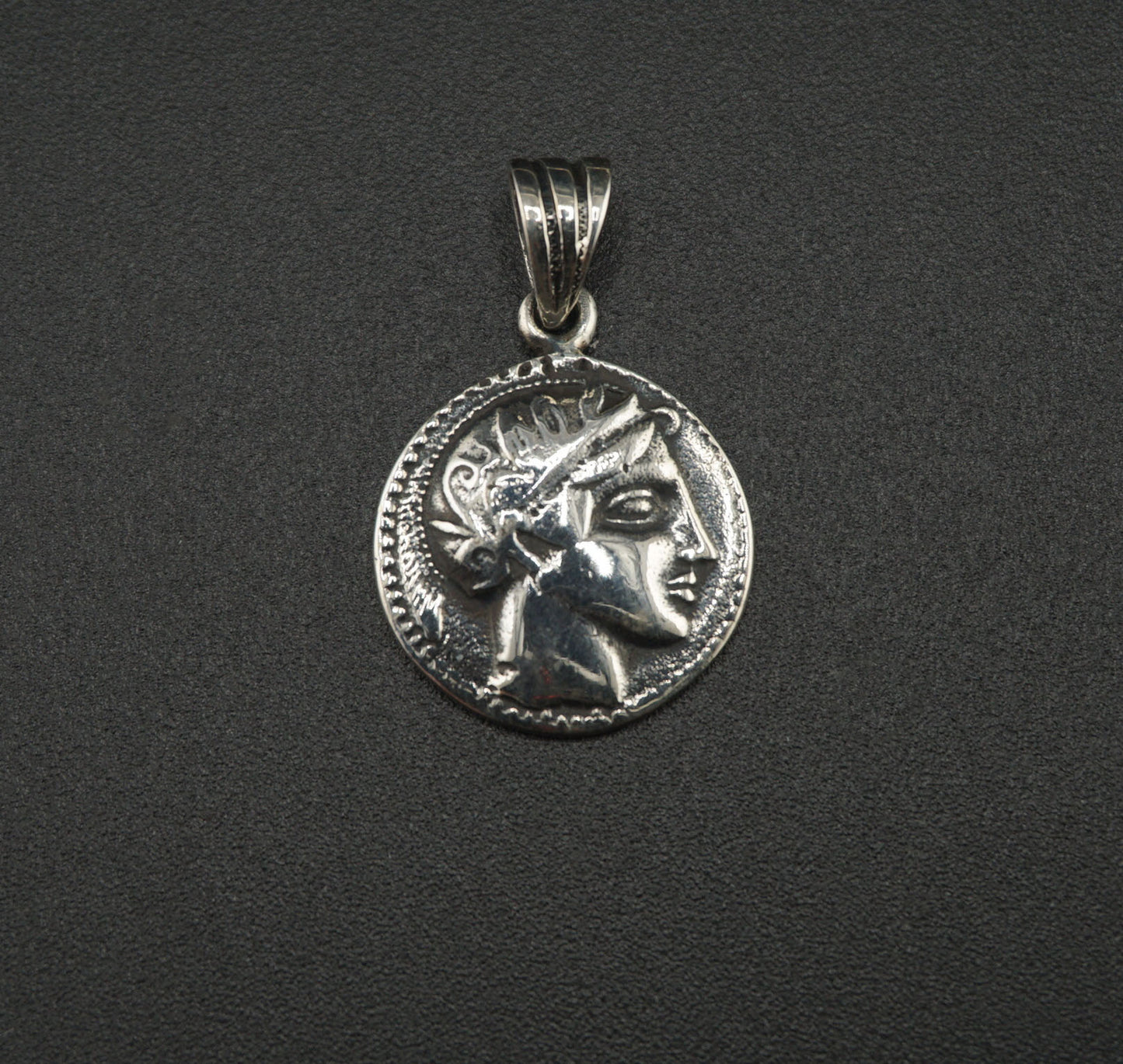 Double-Sided Ancient Roman Coin Silver Necklace Pendant