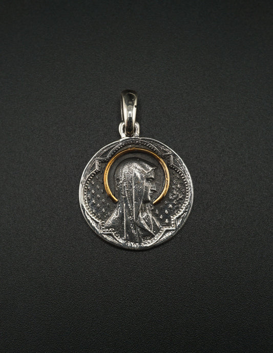 Jesus & Virgin Maria with Halo Necklace Pendant