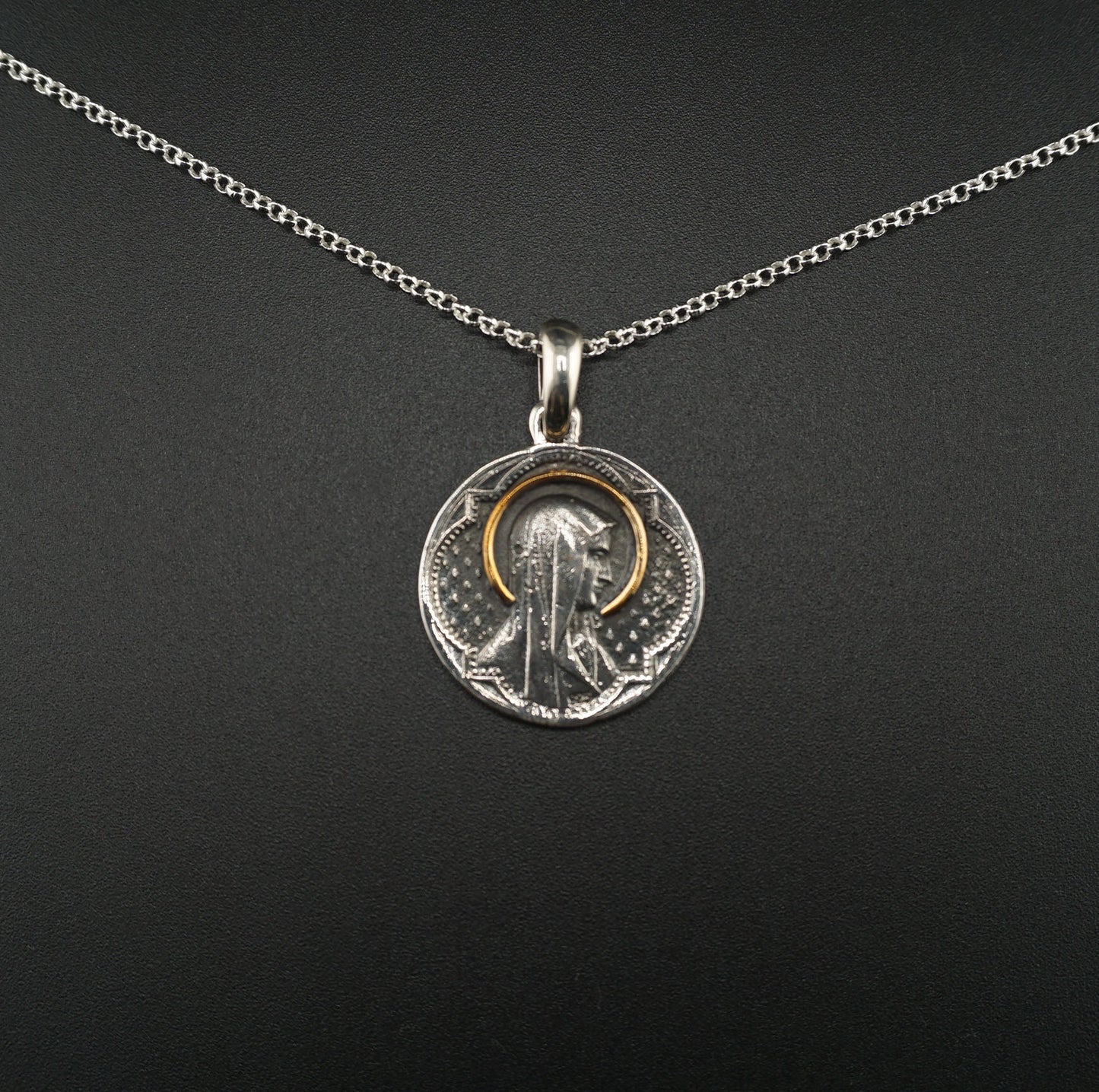 Jesus & Virgin Maria with Halo Necklace Pendant