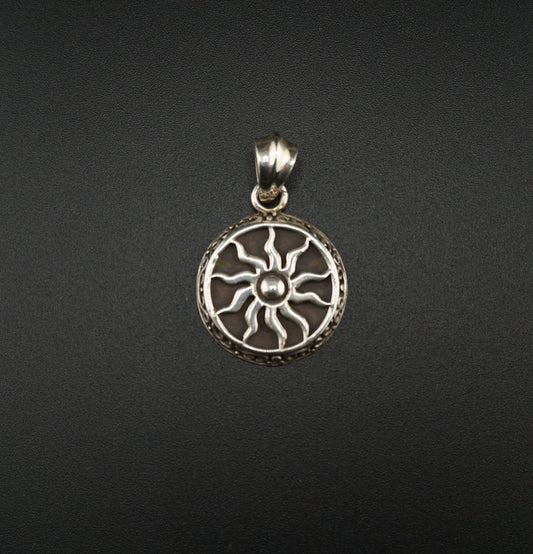 Ancient Sun Necklace Silver Charm