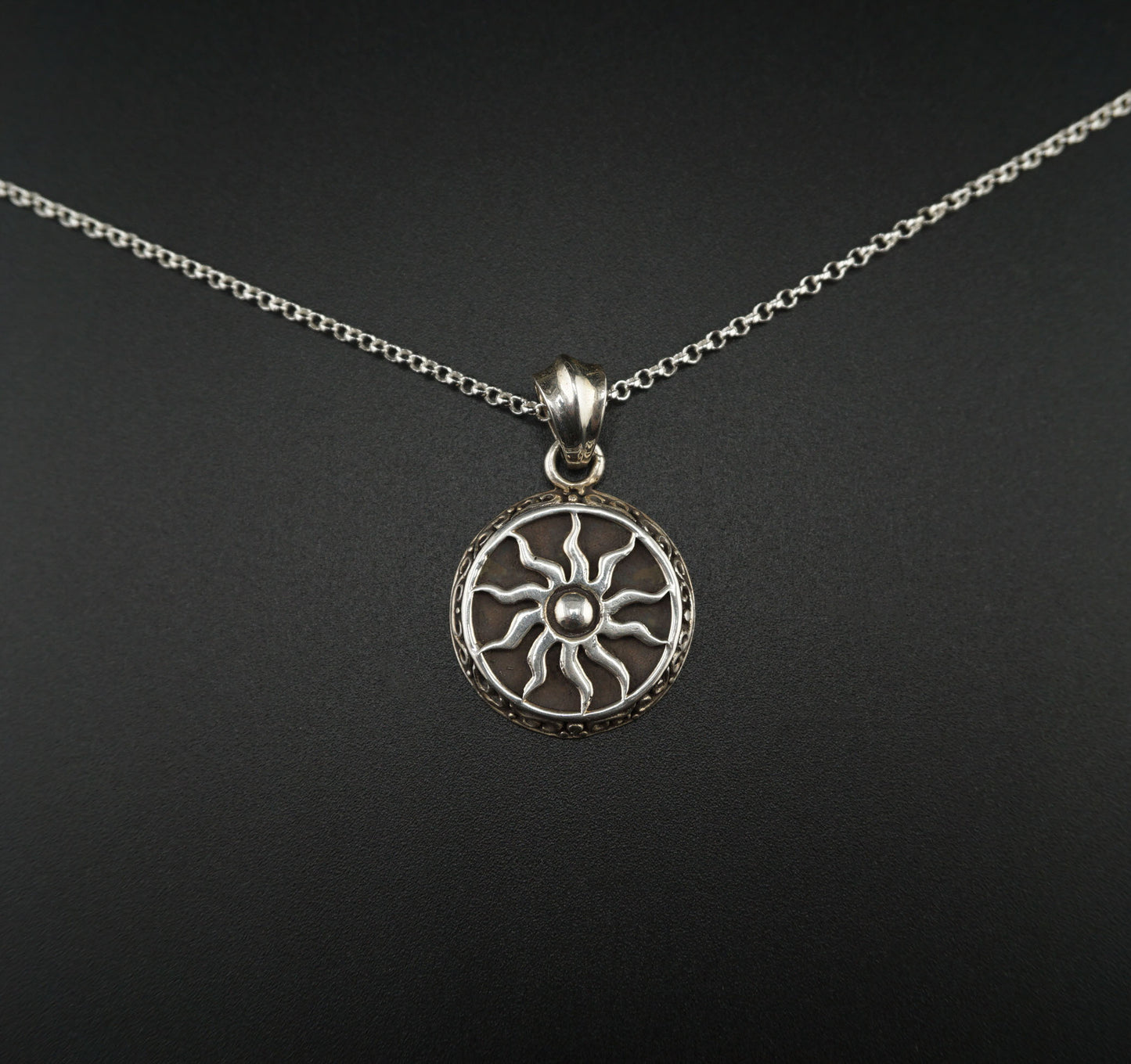 Ancient Sun Necklace Silver Charm