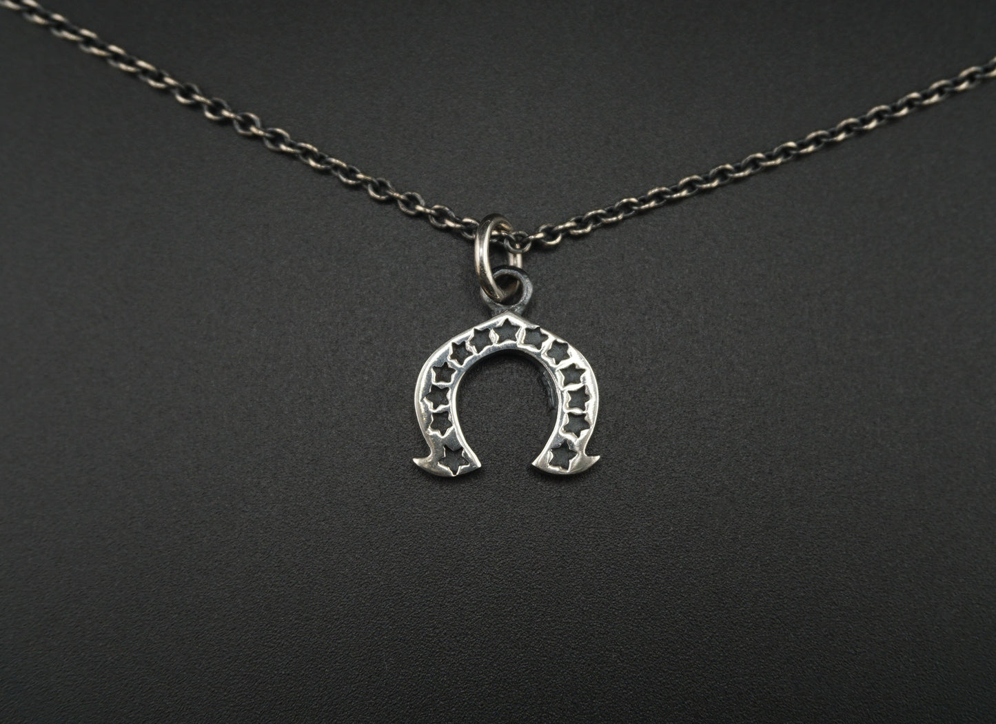 Horseshoe with Stars Necklace Silver Pendant