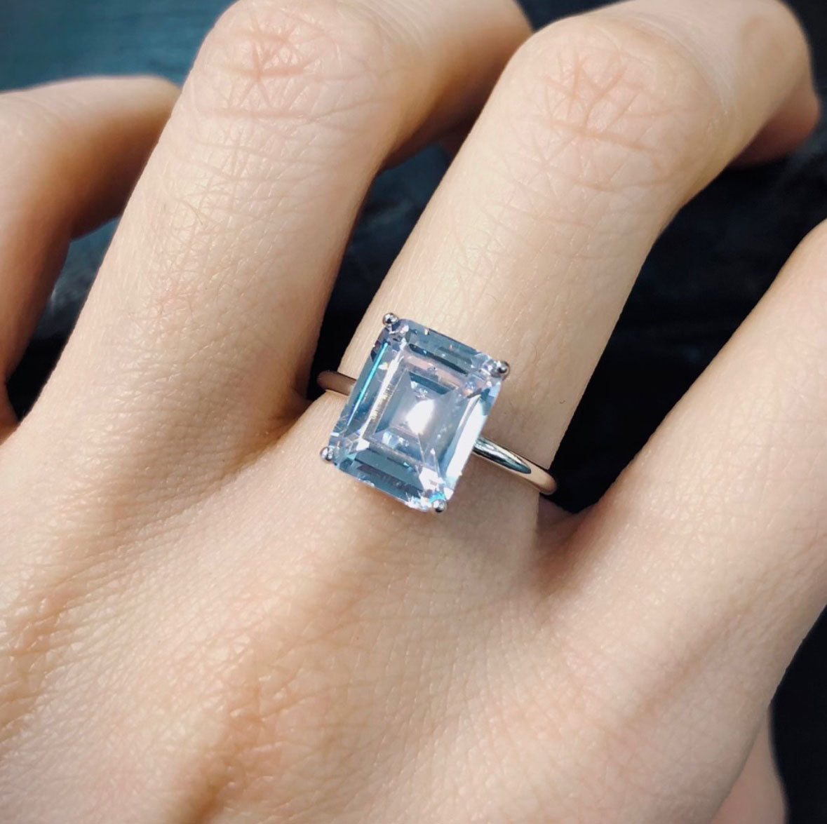 R5 Emerald-Cut Crystal Set Ring