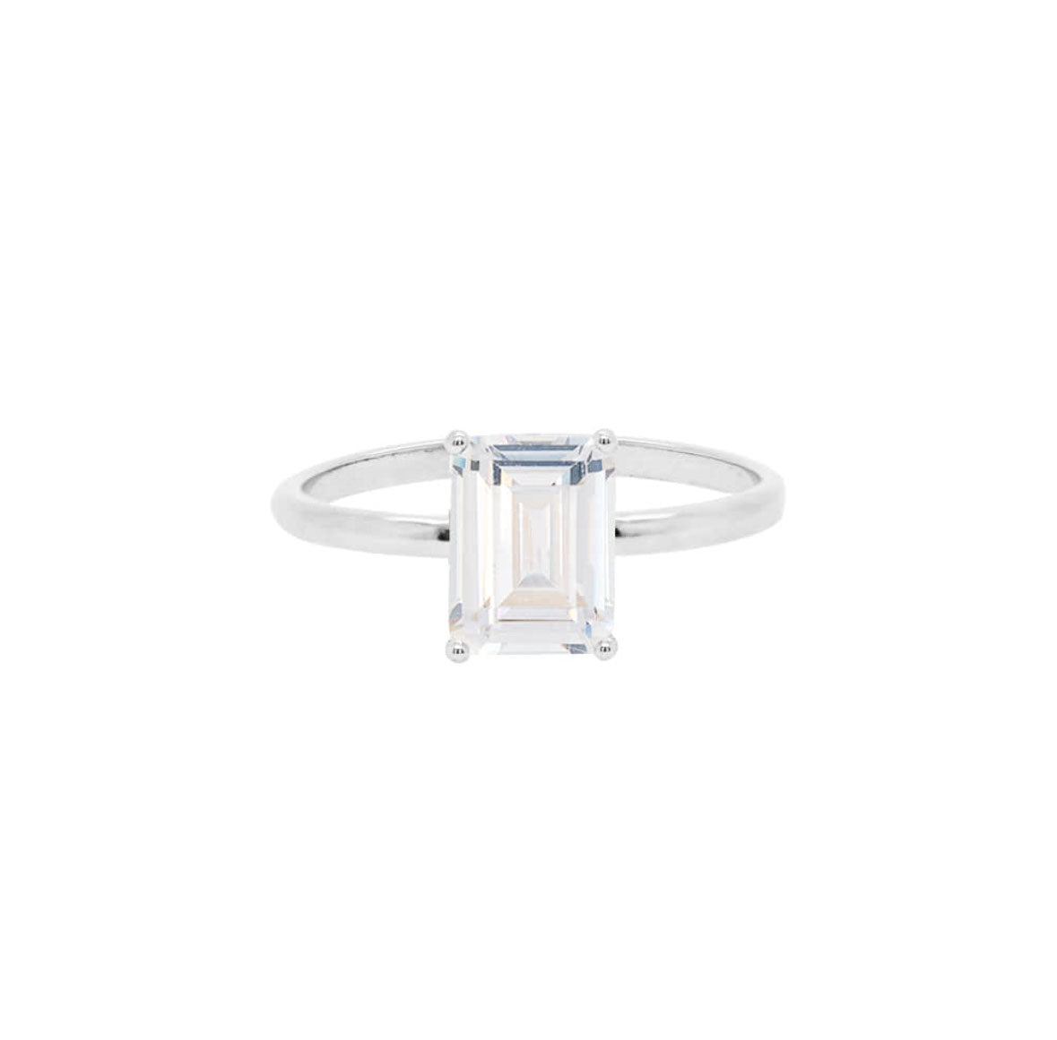 R6 Emerald-Cut Crystal Set Ring