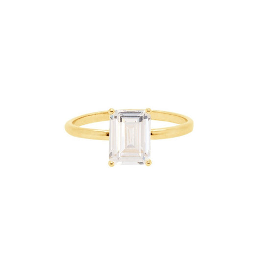 R6 Emerald-Cut Crystal Set Ring