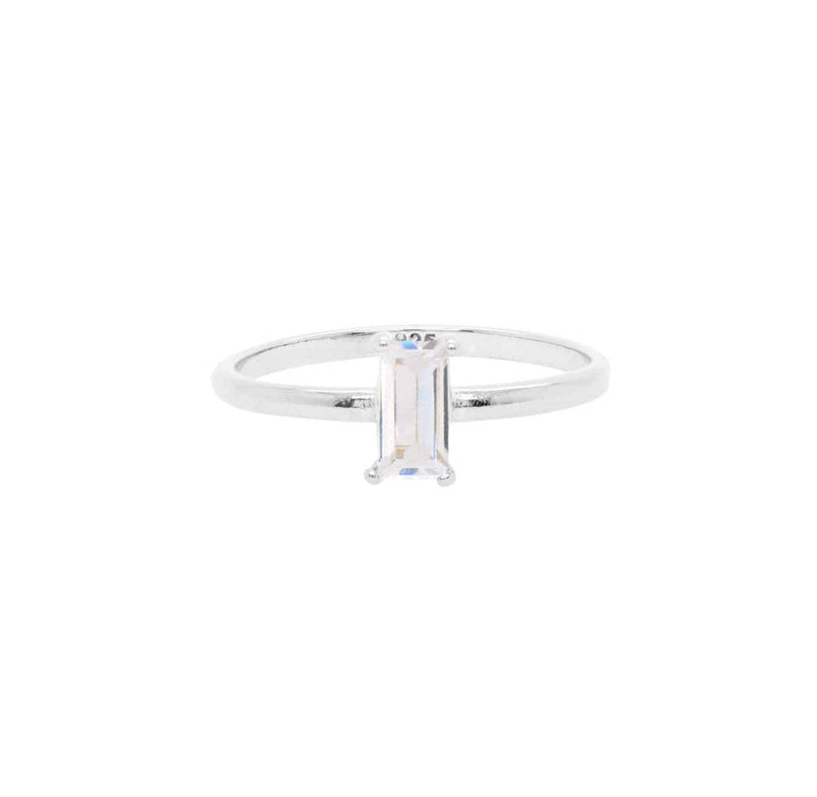 R8 Emerald-Cut Crystal Set Ring