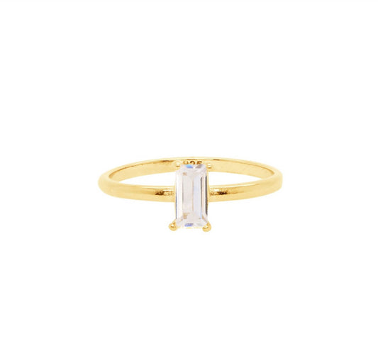 R8 Emerald-Cut Crystal Set Ring