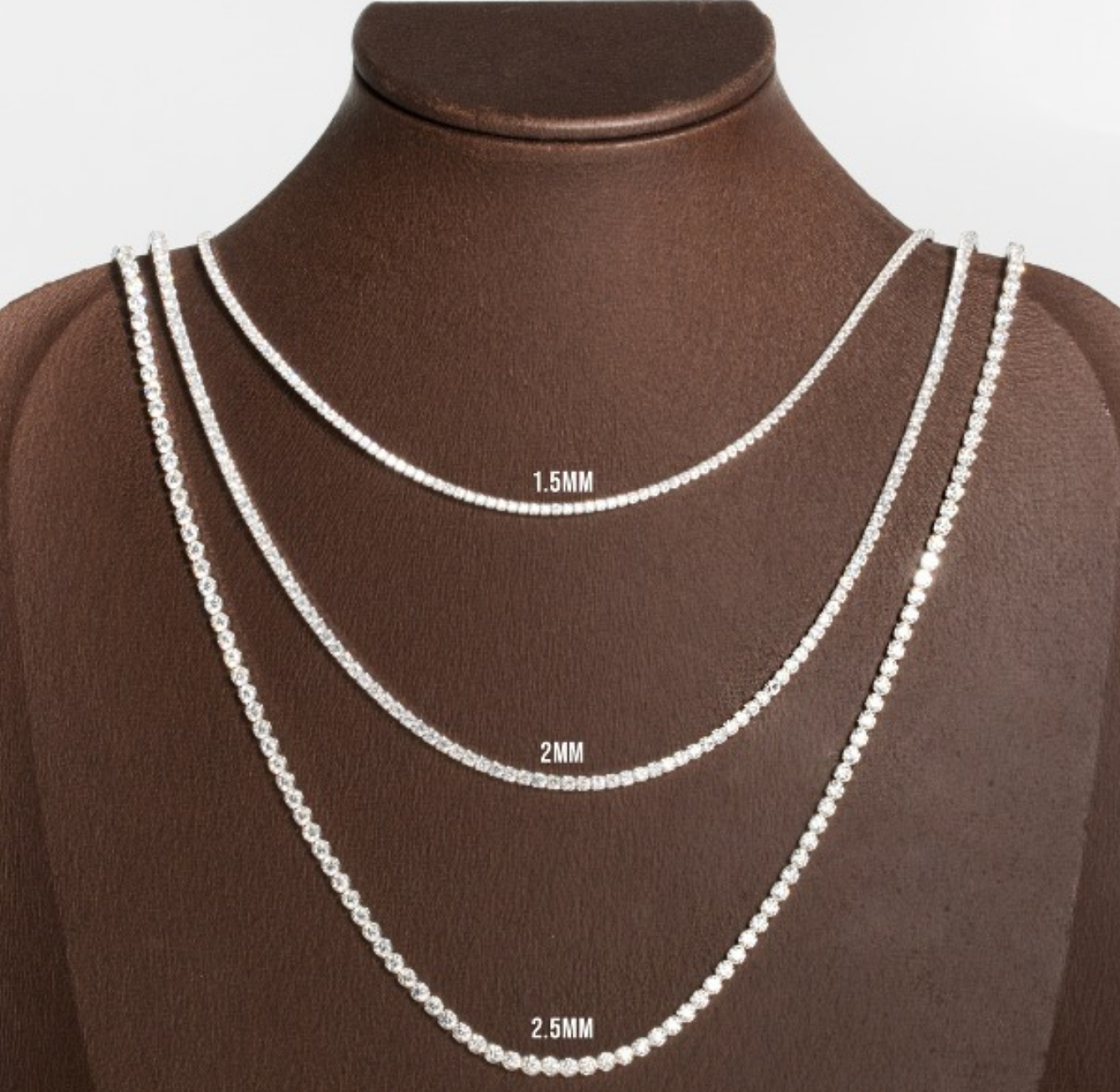 925 Silver Round Crystal Tennis Chain Necklace