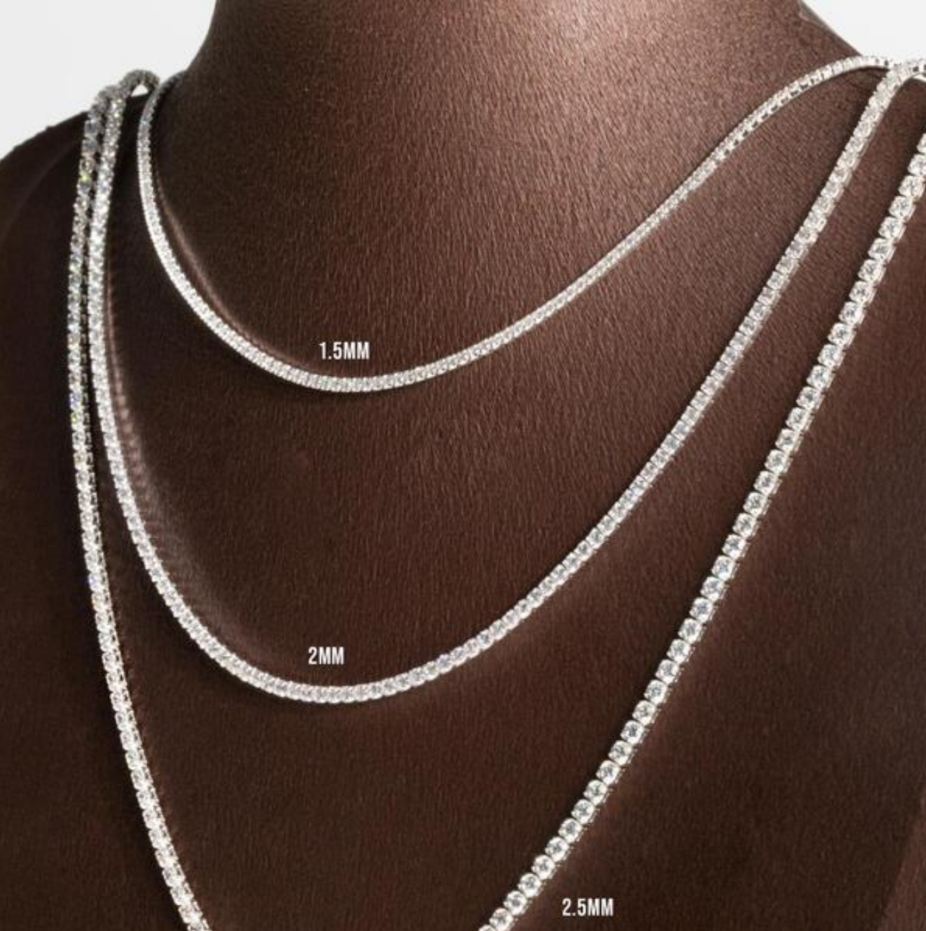 925 Silver Round Crystal Tennis Chain Necklace