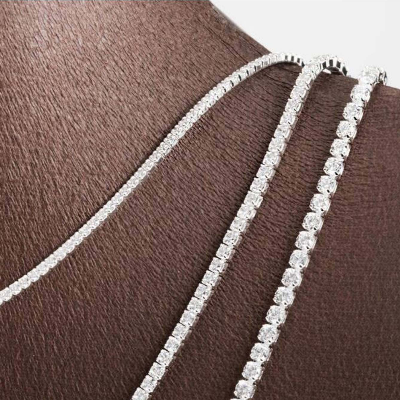 925 Silver Round Crystal Tennis Chain Necklace