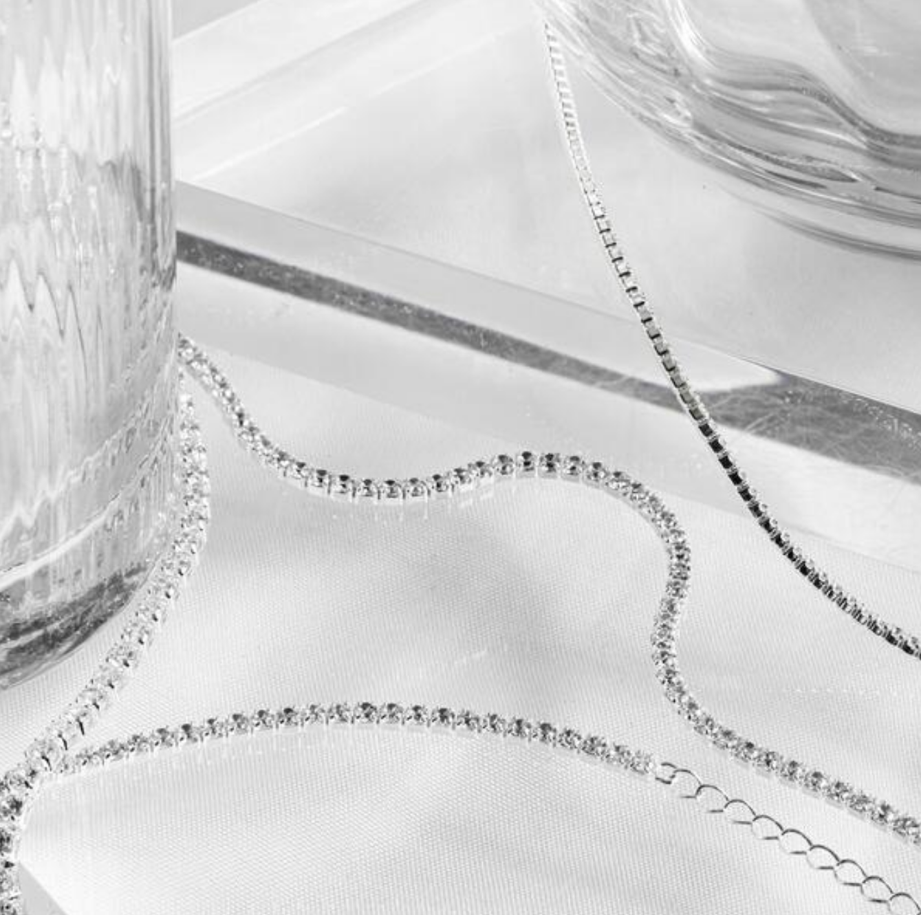 925 Silver Round Crystal Tennis Chain Necklace