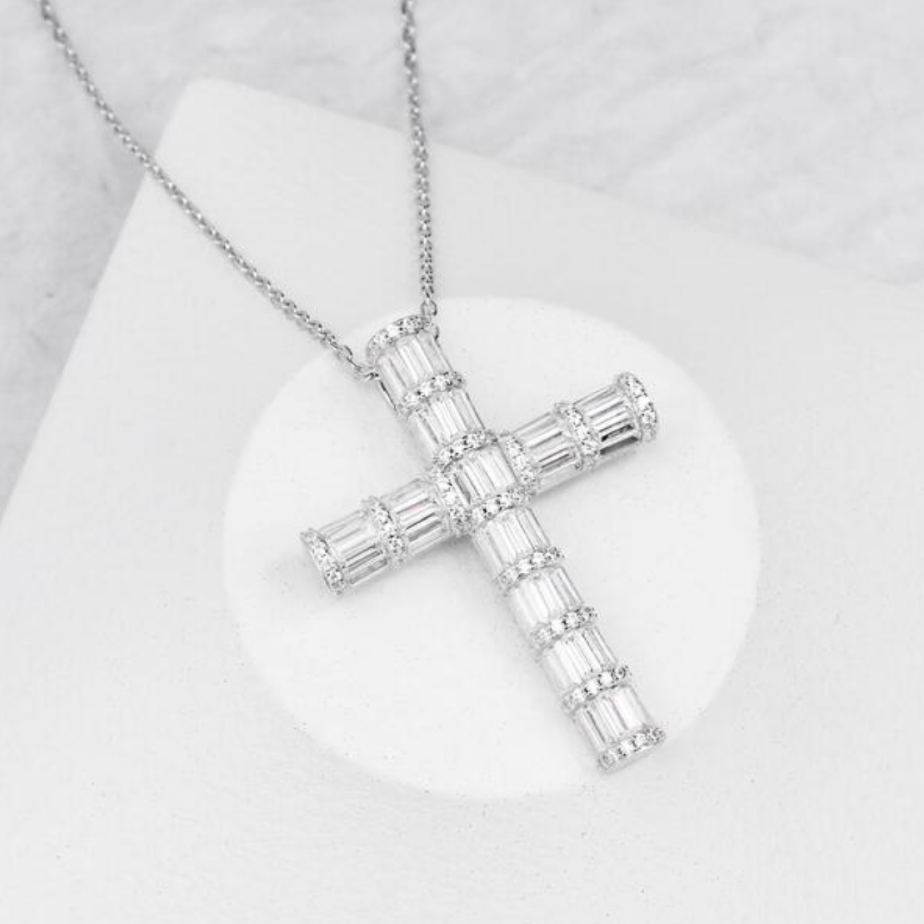 925 Silver Crystal Cross Chain Necklace