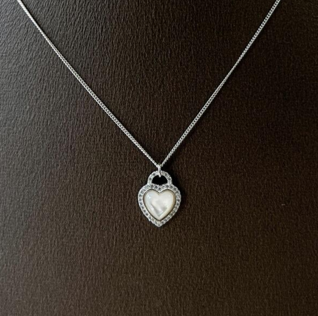 925 Silver Mother of Pearl Heart Shape Necklace