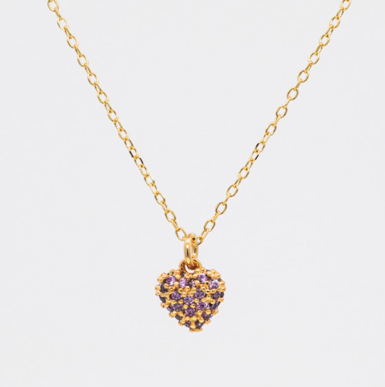 925 Silver Pavé Mini Heart Pendant Necklace